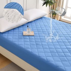 Diamond Grid Ultrasonic Waterproof Mattress Protector, KING (Color: light blue)