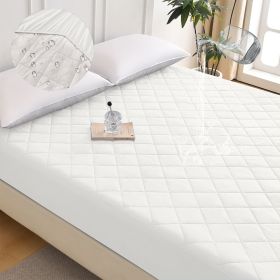 Diamond Grid Ultrasonic Waterproof Mattress Protector, KING (Color: White)