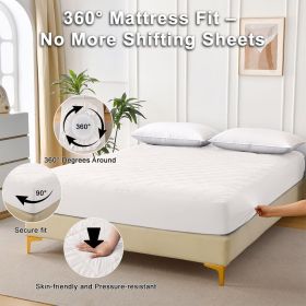 Diamond Grid Ultrasonic Waterproof Mattress Protector, QUEEN (Color: White)